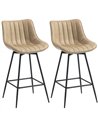 HOMCOM Set of 2 PU Leather Swivel Bar Stools - Light Brown
