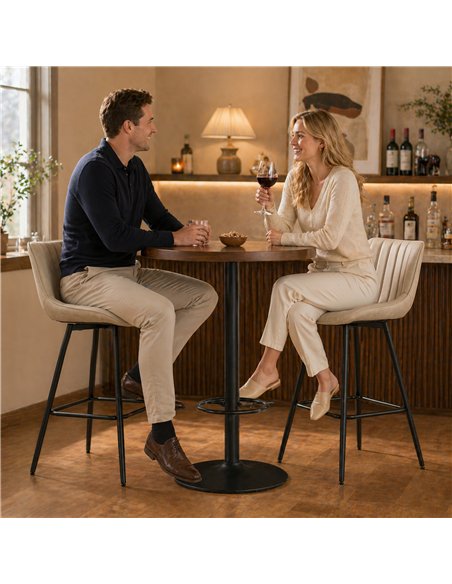 HOMCOM Set of 2 PU Leather Swivel Bar Stools - Light Brown - pic 184368 | FastDaddyshop