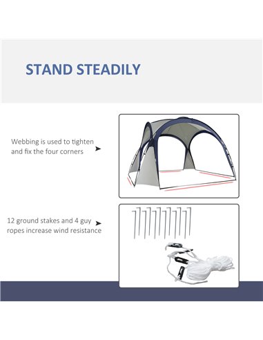Outsunny 3.5 x 3.5M Gazebo Marquee Tent Outdoor Tarp Shelter Garden Party Event Shelter Patio Spire Arc Pavilion Camp Sun Shade,