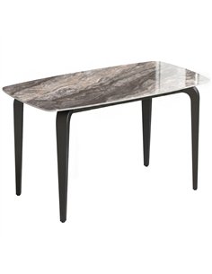 HOMCOM Dining Table for 4, Modern Kitchen Table with Sintered Stone Tabletop, Metal Legs, Brown