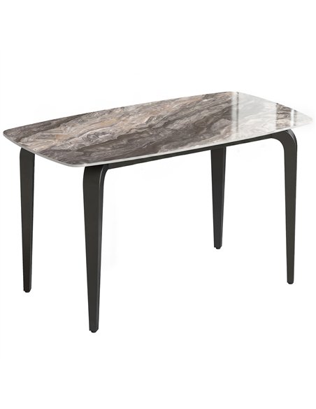 HOMCOM Dining Table for 4, Modern Kitchen Table with Sintered Stone Tabletop, Metal Legs, Brown - pic 184370 | FastDaddyshop