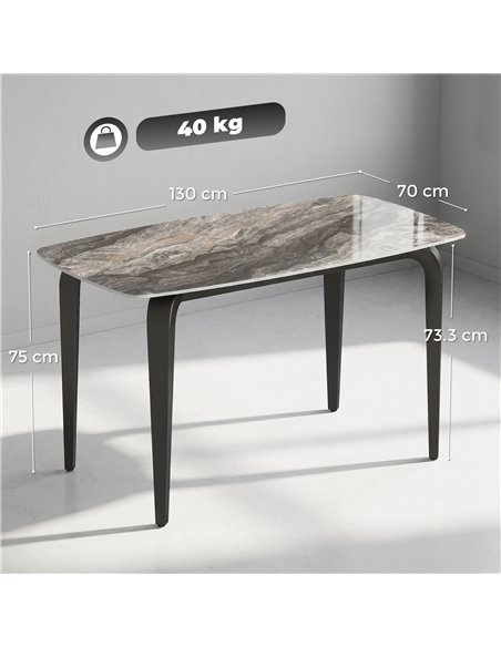 HOMCOM Dining Table for 4, Modern Kitchen Table with Sintered Stone Tabletop, Metal Legs, Brown - pic 184372 | FastDaddyshop