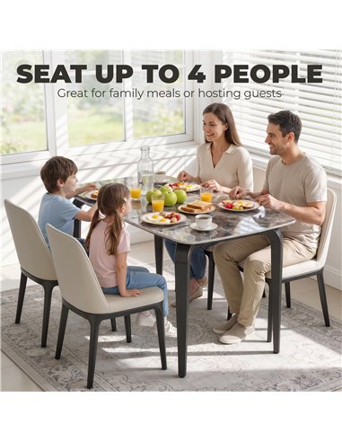 HOMCOM Dining Table for 4, Modern Kitchen Table with Sintered Stone Tabletop, Metal Legs, Brown