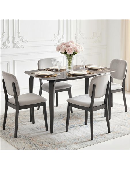 HOMCOM Dining Table for 4, Modern Kitchen Table with Sintered Stone Tabletop, Metal Legs, Brown - pic 184376 | FastDaddyshop