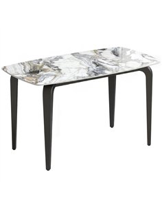 HOMCOM Dining Table for 4, Modern Kitchen Table with Sintered Stone Tabletop, Metal Legs, White