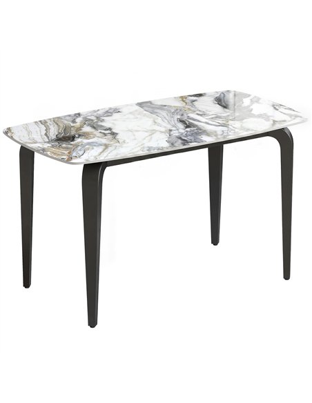HOMCOM Dining Table for 4, Modern Kitchen Table with Sintered Stone Tabletop, Metal Legs, White - pic 184379 | FastDaddyshop