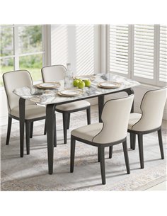 HOMCOM Dining Table for 4, Modern Kitchen Table with Sintered Stone Tabletop, Metal Legs, White 2