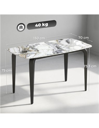 HOMCOM Dining Table for 4, Modern Kitchen Table with Sintered Stone Tabletop, Metal Legs, White