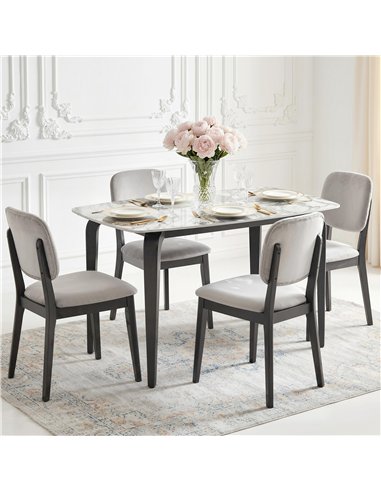 HOMCOM Dining Table for 4, Modern Kitchen Table with Sintered Stone Tabletop, Metal Legs, White