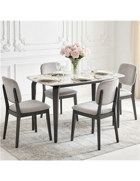 HOMCOM Dining Table for 4, Modern Kitchen Table with Sintered Stone Tabletop, Metal Legs, White - pic 184385 | FastDaddyshop