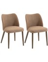 HOMCOM Dining Chairs Set of 2, Linen Upholstered Kitchen Chairs with Padded Seat, Curved Backrest, Rubberwood Legs, Brown