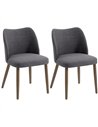 HOMCOM Dining Chairs Set of 2, Linen Upholstered Kitchen Chairs with Padded Seat, Curved Backrest, Rubberwood Legs, Dark Grey