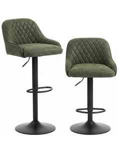 HOMCOM Bar Stools Adjustable Swivel Kitchen Chairs with Backrest Set of 2 for Kitchen Island Dark Green