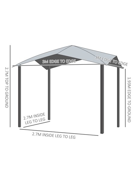 Outsunny 3x3M Outdoor Patio Gazebo Pavilion with Steel Frame, Grey - pic 18442 | FastDaddyshop