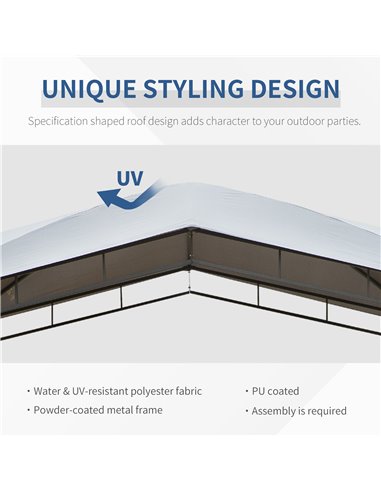 Outsunny 3x3(m) Outdoor Patio Gazebo Pavilion Canopy Tent Sunshade Steel Frame Grey