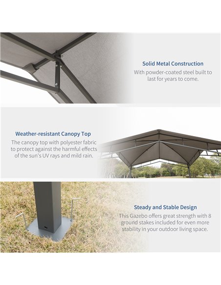 Outsunny 3x3(m) Outdoor Patio Gazebo Pavilion Canopy Tent Sunshade Steel Frame Grey - pic 18444 | FastDaddyshop