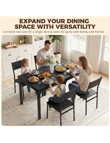 HOMCOM 3 Piece Space-Saving Kitchen Table and Chairs, Dining Table Set for 2 with Metal Legs, Black Wood Effect - pic 184448 | FastDaddyshop