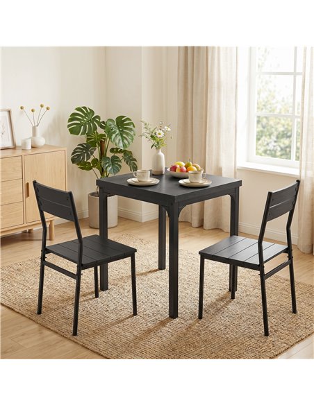 HOMCOM 3 Piece Space-Saving Kitchen Table and Chairs, Dining Table Set for 2 with Metal Legs, Black Wood Effect - pic 184449 | FastDaddyshop