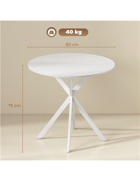 HOMCOM 80cm Industrial Round Dining Table - White - pic 184453 | FastDaddyshop