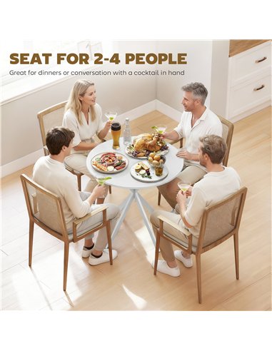 HOMCOM 80cm Industrial Round Dining Table - White