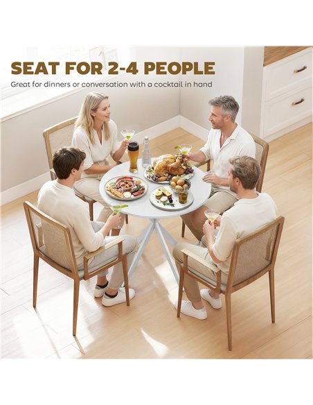HOMCOM 80cm Industrial Round Dining Table - White - pic 184454 | FastDaddyshop