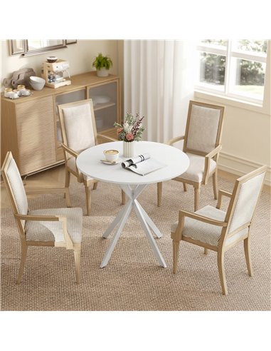 HOMCOM 80cm Industrial Round Dining Table - White