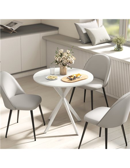 HOMCOM 80cm Industrial Round Dining Table - White - pic 184458 | FastDaddyshop