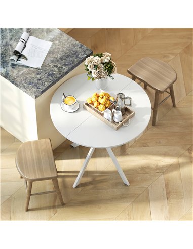 HOMCOM 80cm Industrial Round Dining Table - White