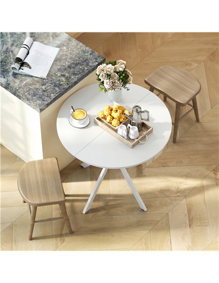 HOMCOM 80cm Industrial Round Dining Table - White - pic 184459 | FastDaddyshop