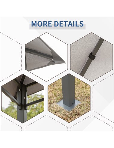 Outsunny 3x3(m) Outdoor Patio Gazebo Pavilion Canopy Tent Sunshade Steel Frame Grey