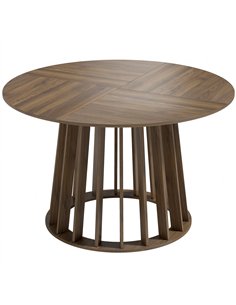 HOMCOM Dining Table for 4-6 People Modern Kitchen Table with Slatted Base 120 cm Round Light Walnut