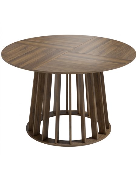HOMCOM Dining Table for 4-6 People Modern Kitchen Table with Slatted Base 120 cm Round Light Walnut - pic 184460 | FastDaddyshop