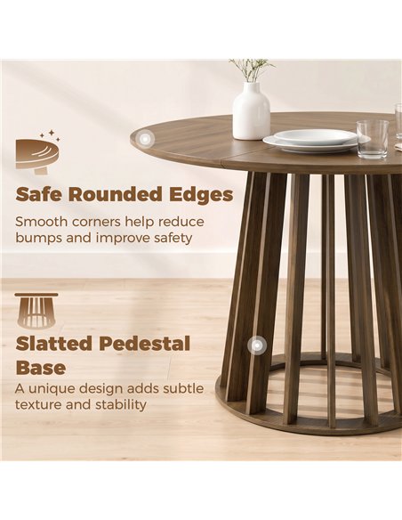 HOMCOM Dining Table for 4-6 People Modern Kitchen Table with Slatted Base 120 cm Round Light Walnut - pic 184464 | FastDaddyshop