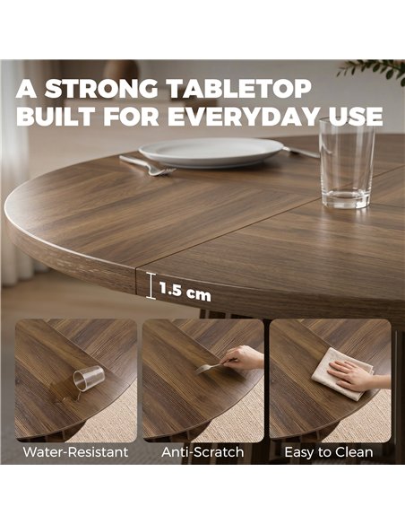HOMCOM Dining Table for 4-6 People Modern Kitchen Table with Slatted Base 120 cm Round Light Walnut - pic 184465 | FastDaddyshop