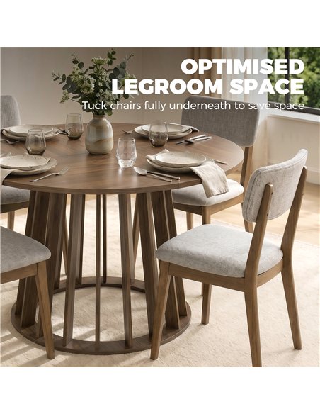 HOMCOM Dining Table for 4-6 People Modern Kitchen Table with Slatted Base 120 cm Round Light Walnut - pic 184466 | FastDaddyshop