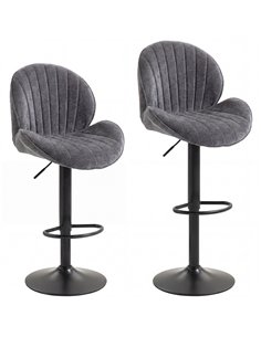 HOMCOM Bar Stools Set of 2, Swivel Barstools with Back, Adjustable Height and Footrest for Kitchen Island, Dining Room, Grey
