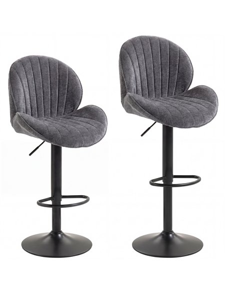 HOMCOM Bar Stools Set of 2, Swivel Barstools with Back, Adjustable Height and Footrest for Kitchen Island, Dining Room, Grey - pic 184469 | FastDaddyshop