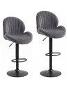 HOMCOM Bar Stools Set of 2, Swivel Barstools with Back, Adjustable Height and Footrest for Kitchen Island, Dining Room, Grey