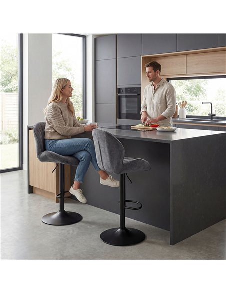 HOMCOM Bar Stools Set of 2, Swivel Barstools with Back, Adjustable Height and Footrest for Kitchen Island, Dining Room, Grey - pic 184470 | FastDaddyshop