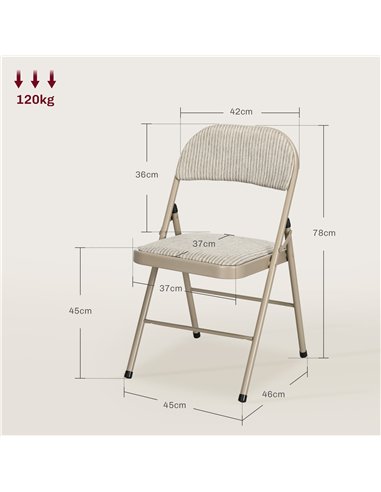 HOMCOM Linen-Look Set of Four Cushioned Folding Chairs - Beige