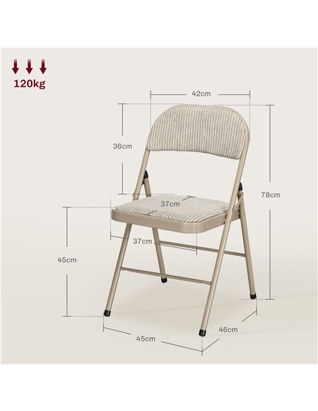 HOMCOM Linen-Look Set of Four Cushioned Folding Chairs - Beige - pic 184480 | FastDaddyshop