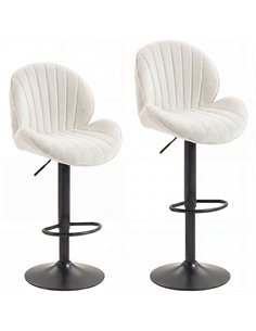 HOMCOM Bar Stools Set of 2, Swivel Barstools with Back, Adjustable Height and Footrest for Kitchen Island, Dining Room, Cream