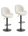 HOMCOM Bar Stools Set of 2, Swivel Barstools with Back, Adjustable Height and Footrest for Kitchen Island, Dining Room, Cream
