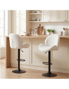 HOMCOM Bar Stools Set of 2, Swivel Barstools with Back, Adjustable Height and Footrest for Kitchen Island, Dining Room, Cream 2