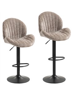 HOMCOM Bar Stools Set of 2, Swivel Barstools with Back, Adjustable Height and Footrest for Kitchen Island, Dining Room, Brown