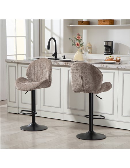 HOMCOM Bar Stools Set of 2, Swivel Barstools with Back, Adjustable Height and Footrest for Kitchen Island, Dining Room, Brown - pic 184497 | FastDaddyshop