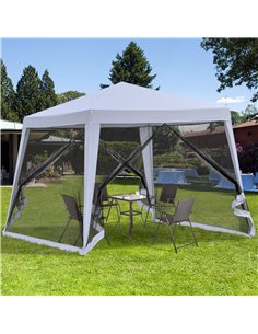 Outsunny 3x3M Outdoor Garden Gazebo with Mesh Screen Side Walls, Grey 2