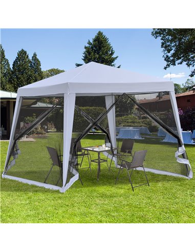 Outsunny 3x3M Outdoor Garden Gazebo with Mesh Screen Side Walls, Grey
