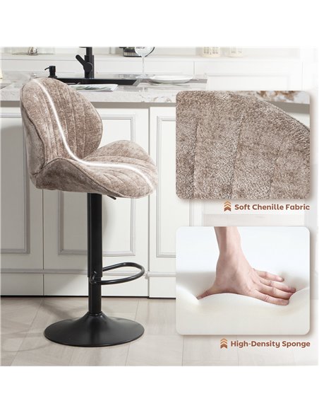 HOMCOM Bar Stools Set of 2, Swivel Barstools with Back, Adjustable Height and Footrest for Kitchen Island, Dining Room, Brown - pic 184502 | FastDaddyshop