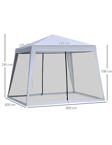Outsunny 3x3M Outdoor Garden Gazebo with Mesh Screen Side Walls, Grey